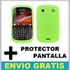 FUNDA SILICONA PARA BLACKBERRY 9900 9930 + PROTECTOR PANTALLA VERDE
